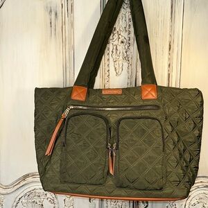 Joan & David Deep Green Multi Purpose Versatile Quilted Travel Tote Bag
